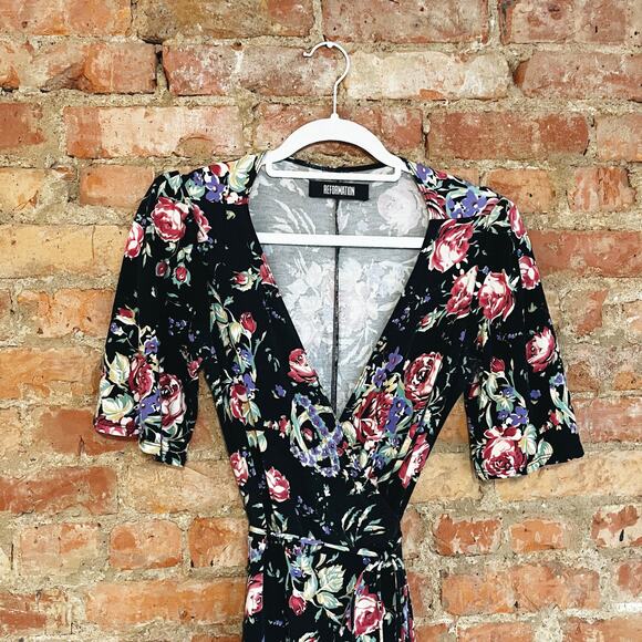 Reformation Laurel Dress - Size small - Bloom - floral wrap jersey midi dress - Picture 7 of 10